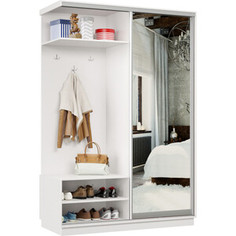 Классика Прихожая левая 03 (каркас белый, фасад 01 зеркало) профиль серебро Пр.л.03.2400.1200.450.01.07.00.01