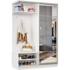 Классика Прихожая левая 03 (каркас белый, фасад 11 зеркало) профиль серебро Пр.л.03.2400.1200.450.11.07.00.01