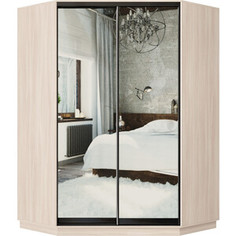 Шкаф-купе Классика 87 (каркас ясень шимо светлый, фасады 01/01 зеркало) профиль черный муар 87.2200.1500.450.(01.01.).01.(00.00.).07