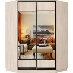 Шкаф-купе Классика 88 (каркас ясень шимо светлый, фасады 05/05 ясень шимо светлый) профиль черный муар 88.2200.1500.600.(05.05.).01.(01.01.).07