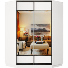 Шкаф-купе Классика 87 (каркас белый, фасады 05/05 белый) профиль черный муар 87.2200.1500.450.(05.05.).07.(07.07.).07