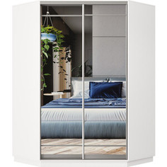 Шкаф-купе Классика 72 (каркас белый, фасады 09/09 зеркало) профиль серебро 72.2200.1100.600.(09.09.).07.(00.00.).01