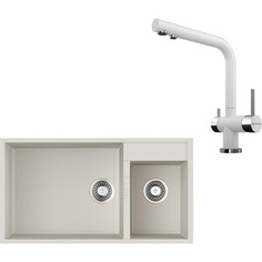 Кухонная мойка и смеситель Omoikiri Tedori 85-2-U PL платина (4993947, 4994054)