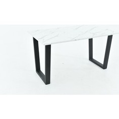 Стол Аврора Родос 140х80х75/пластик камень белый/каркас черный матовый муар Avrora