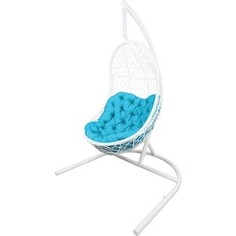Подвесное кресло EcoDesign Вега белый, подушка бирюзовая ПКР-004 white/turquoise