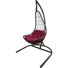 Подвесное кресло EcoDesign Бриз темно-коричневый, подушка бордовая ПКР-003 brown/burgundy