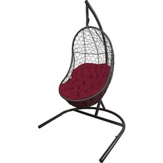 Подвесное кресло EcoDesign Вега темно-коричневый, подушка бордовая ПКР-004 brown/burgundy