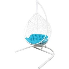 Подвесное кресло EcoDesign Сириус белый, подушка бирюзовая ПКР-005 white/turquoise