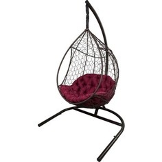 Подвесное кресло EcoDesign Сириус темно-коричневый, подушка бордовая ПКР-005 brown/burgundy