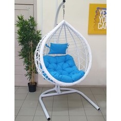 Подвесное кресло EcoDesign Veil 2 белый, подушка голубая