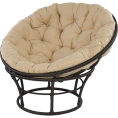Кресло EcoDesign Papasan цвет плетения черный, подушки бежевые П-02
