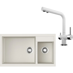 Кухонная мойка и смеситель Omoikiri Tedori 86-2-LB WH белый (4993935, 4994054)