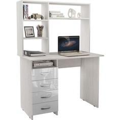 Стол письменный Мастер Милан левый/правый глянец с надставкой белый/белый М-0Н-ББ-ГЛ