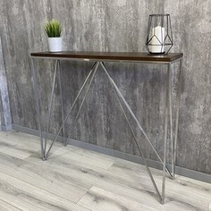 Напольная консоль Akur Loft Midland металлокаркас хром декор венге