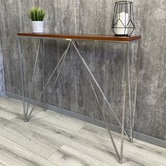 Напольная консоль Akur Loft Midland металлокаркас хром декор вишня