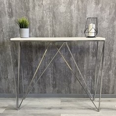 Напольная консоль Akur Loft Midland металлокаркас хром декор белый