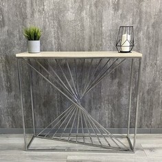 Напольная консоль Akur Loft Sidney металлокаркас хромированный декор беленый дуб