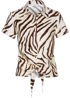 Льняная блузка с полосками зебра Bonprix