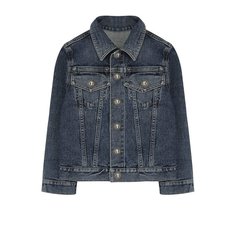 Джинсовая куртка с принтом на спине Balmain