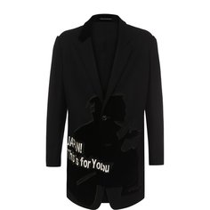 Удлиненный пиджак из смеси шерсти и хлопка с аппликацией Yohji Yamamoto