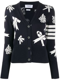 Thom Browne кардиган вязки интарсия с полосками 4-Bar