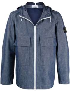 Stone Island джинсовая куртка с капюшоном и нашивкой-логотипом