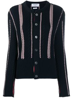Thom Browne кардиган с круглым вырезом и полосками RWB