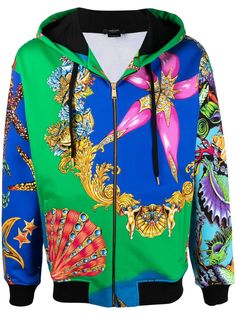 Versace худи на молнии с принтом Trésor De La Mer