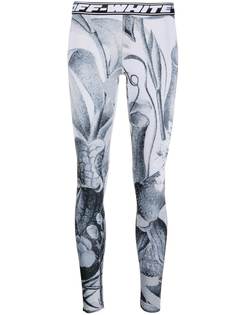 Off-White легинсы с цветочным принтом
