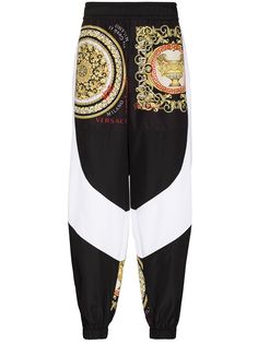 Versace спортивные брюки со вставками и принтом Baroque Mosaic