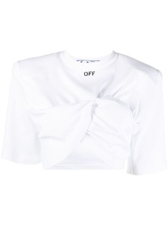 Off-White укороченная футболка с логотипом и драпировкой