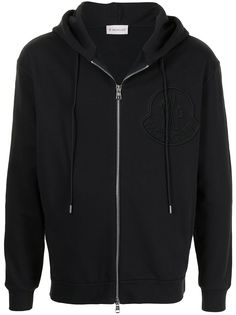 Moncler худи на молнии с вышитым логотипом