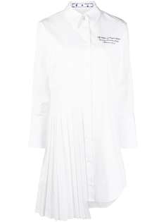 Off-White платье-рубашка с плиссировкой