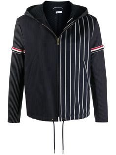 Thom Browne полосатая куртка асимметричного кроя