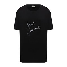 Хлопковая футболка с логотипом бренда Saint Laurent