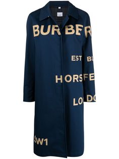 Burberry однобортное пальто с принтом Horseferry