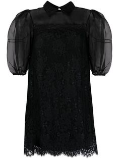 Ermanno Scervino платье мини с объемными рукавами и кружевом