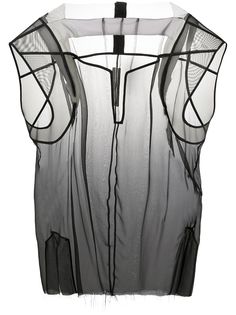 Rick Owens шифоновый топ с контрастной окантовкой