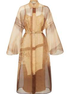 Fendi прозрачное платье миди с поясом