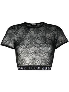 Dsquared2 кружевной топ с логотипом