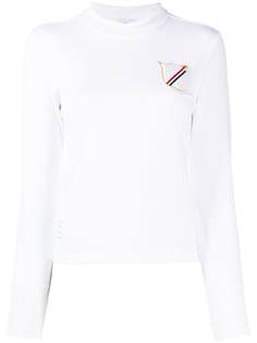 Thom Browne футболка с длинными рукавами и нашивкой Crest Chenille