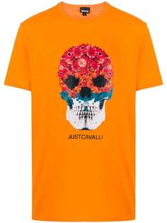 Just Cavalli футболка с цветочным узором и принтом Skull