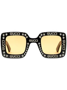 Gucci Eyewear солнцезащитные очки в квадратной оправе с кристаллами