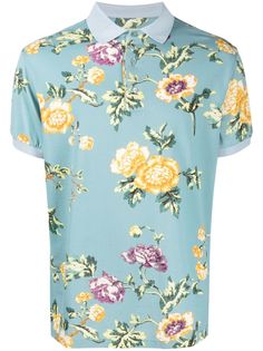 Etro рубашка поло с цветочным принтом