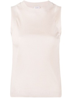 Brunello Cucinelli топ в рубчик с декором Monili