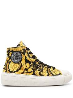 Versace высокие кеды с принтом Greca Barocco