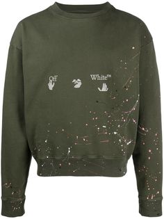 Off-White толстовка с эффектом разбрызганной краски и логотипом