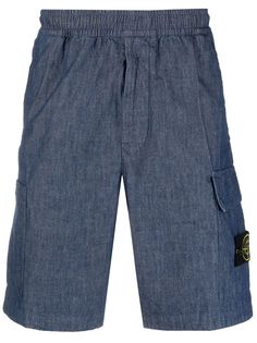 Stone Island джинсовые шорты с нашивкой-логотипом