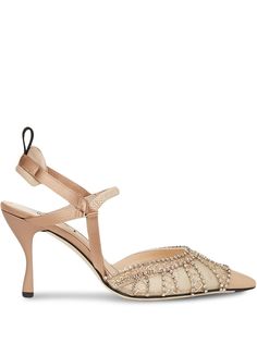 Fendi туфли с ремешком на пятке и кристаллами
