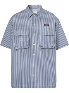 Burberry полосатая рубашка с короткими рукавами и логотипом